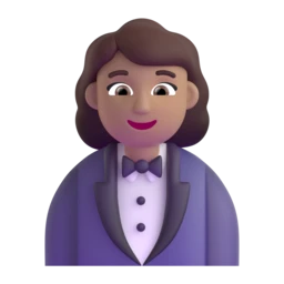 Woman in tuxedo: medium skin tone animated emoji