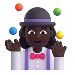 Woman juggling: dark skin tone animated emoji
