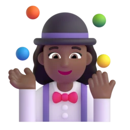Woman juggling: medium-dark skin tone animated emoji
