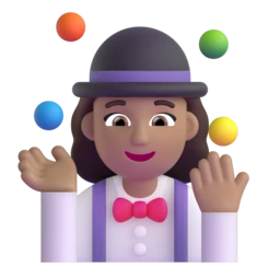 Woman juggling: medium skin tone animated emoji