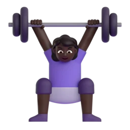 Woman lifting weights: dark skin tone animated emoji