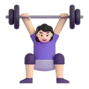 Woman lifting weights: light skin tone 3D animated emoji