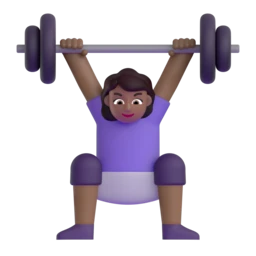 Woman lifting weights: medium-dark skin tone animated emoji