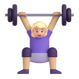 Woman lifting weights: medium-light skin tone animated emoji
