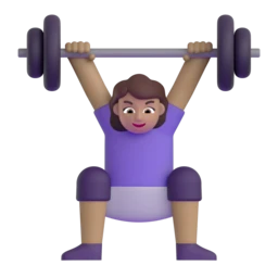 Woman lifting weights: medium skin tone animated emoji