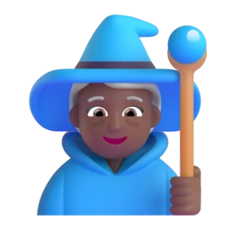 Woman mage: medium-dark skin tone animated emoji