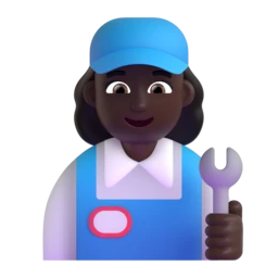 Woman mechanic: dark skin tone animated emoji