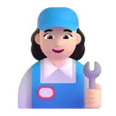 Woman mechanic: light skin tone 3D animated emoji