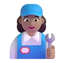 Woman mechanic: medium skin tone 3D animated emoji