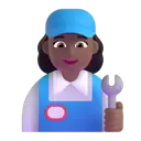 Woman mechanic: medium-dark skin tone 3D animated emoji