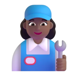 Woman mechanic: medium-dark skin tone animated emoji