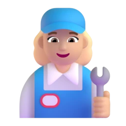 Woman mechanic: medium-light skin tone animated emoji