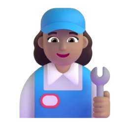 Woman mechanic: medium skin tone animated emoji