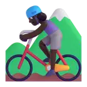 Woman mountain biking: dark skin tone 3D animated emoji