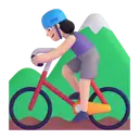 Woman mountain biking: light skin tone 3D animated emoji