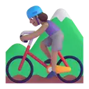 Woman mountain biking: medium skin tone 3D animated emoji
