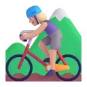 Woman mountain biking: medium-light skin tone 3D animated emoji