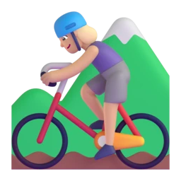 Woman mountain biking: medium-light skin tone animated emoji