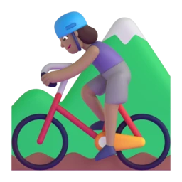 Woman mountain biking: medium skin tone animated emoji