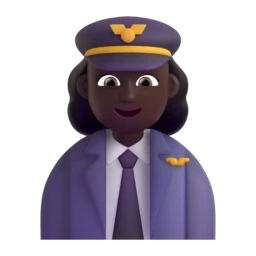 Woman pilot: dark skin tone animated emoji