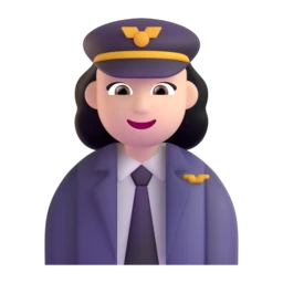 Woman pilot: light skin tone animated emoji