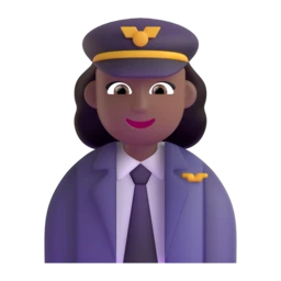 Woman pilot: medium-dark skin tone animated emoji