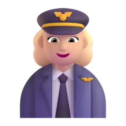 Woman pilot: medium-light skin tone animated emoji