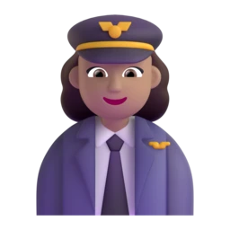 Woman pilot: medium skin tone animated emoji