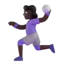 Woman playing handball: dark skin tone 3D animated emoji