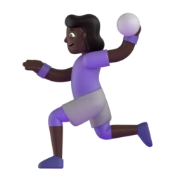 Woman playing handball: dark skin tone animated emoji