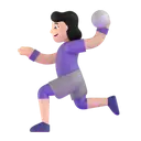 Woman playing handball: light skin tone 3D animated emoji