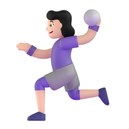 Woman playing handball: light skin tone animated emoji