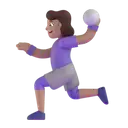 Woman playing handball: medium skin tone 3D animated emoji
