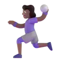 Woman playing handball: medium-dark skin tone 3D animated emoji