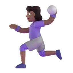 Woman playing handball: medium-dark skin tone animated emoji