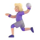 Woman playing handball: medium-light skin tone 3D animated emoji