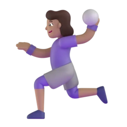 Woman playing handball: medium skin tone animated emoji