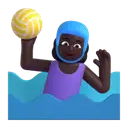 Woman playing water polo: dark skin tone 3D animated emoji