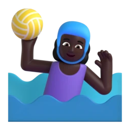 Woman playing water polo: dark skin tone animated emoji