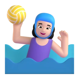 Woman playing water polo: light skin tone animated emoji
