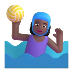 Woman playing water polo: medium-dark skin tone animated emoji