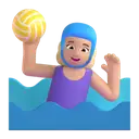 Woman playing water polo: medium-light skin tone 3D animated emoji