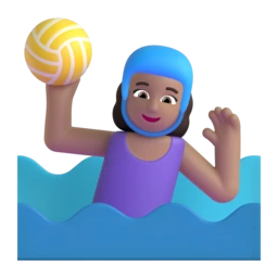 Woman playing water polo: medium skin tone animated emoji