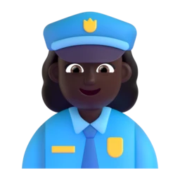 Woman police officer: dark skin tone animated emoji