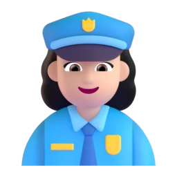 Woman police officer: light skin tone animated emoji