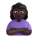 Woman pouting: dark skin tone 3D animated emoji