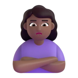 Woman pouting: medium-dark skin tone animated emoji
