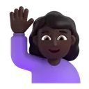 Woman raising hand: dark skin tone 3D animated emoji