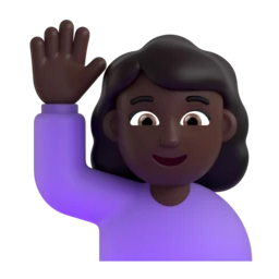 Woman raising hand: dark skin tone animated emoji