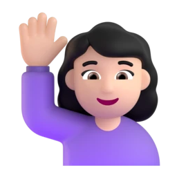 Woman raising hand: light skin tone animated emoji